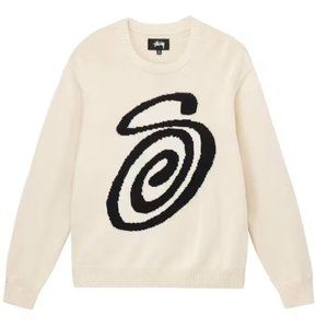 Stussy Curly S Logo Sweater Cream
